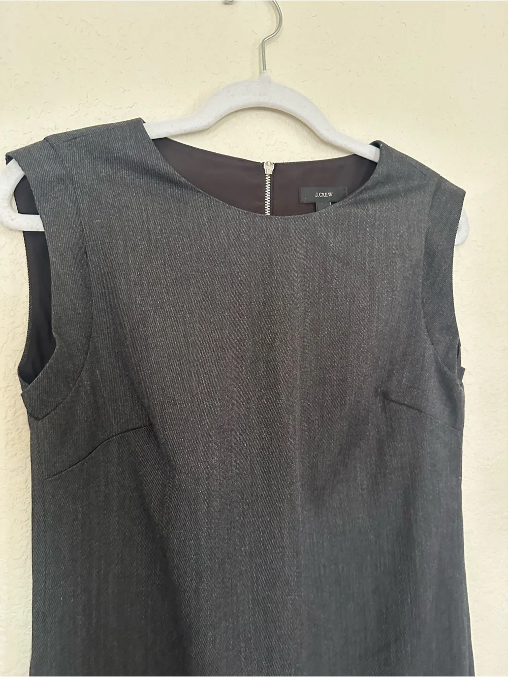 J.Crew Faux Leather Pocket Shift Dress Sleeveless Charcoal/Black Size 0 EUC